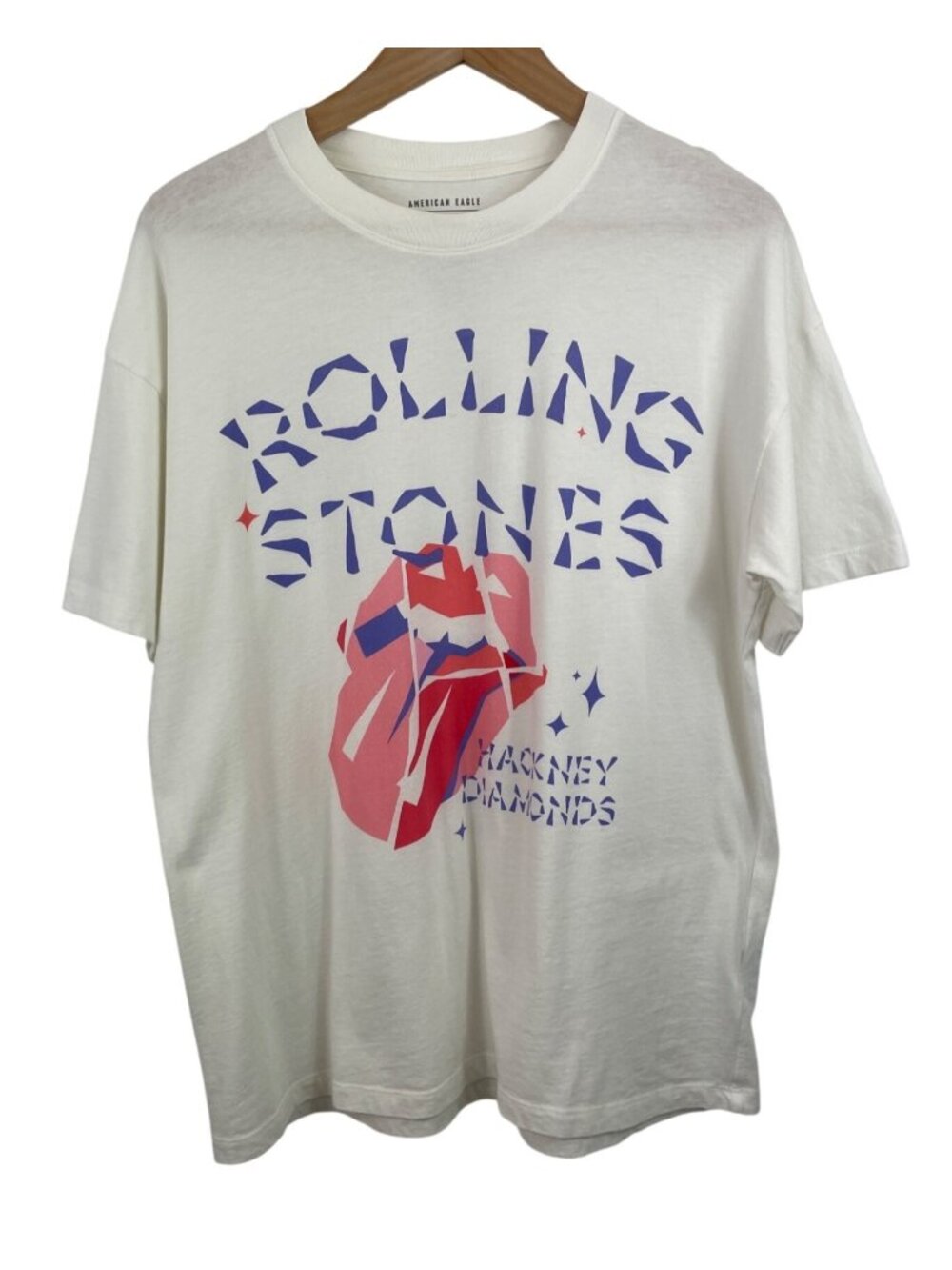 Rolling Stones Hackney Diamonds American Eagle Band Tee XS/S White Cotton